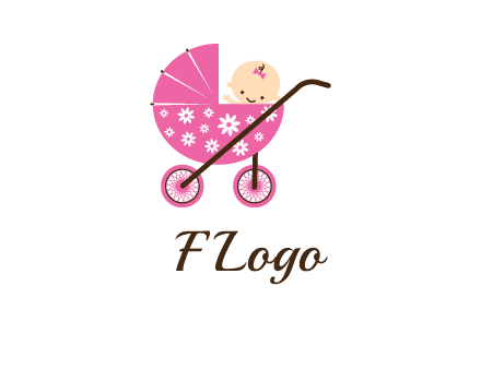 baby in stroller childcare logo