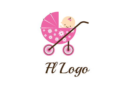 baby in stroller childcare logo