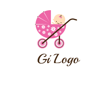 baby in stroller childcare logo