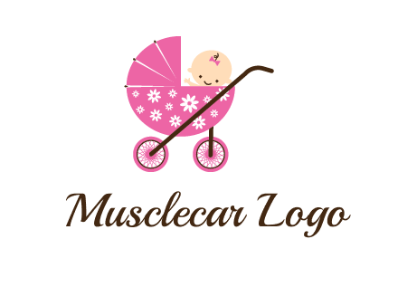 baby in stroller childcare logo