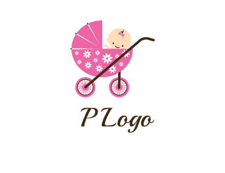 baby in stroller childcare logo