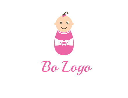 childcare logo with a baby in pink