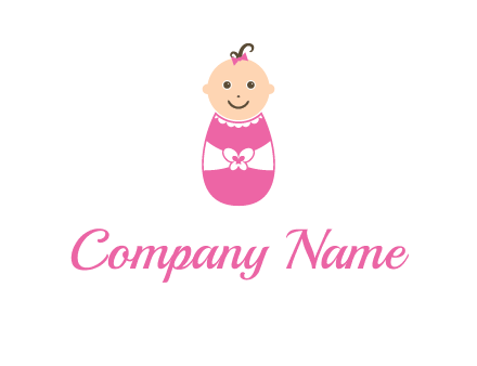 childcare logo with a baby in pink