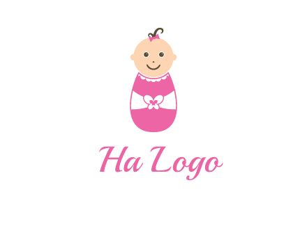 childcare logo with a baby in pink