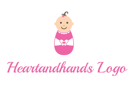 childcare logo with a baby in pink