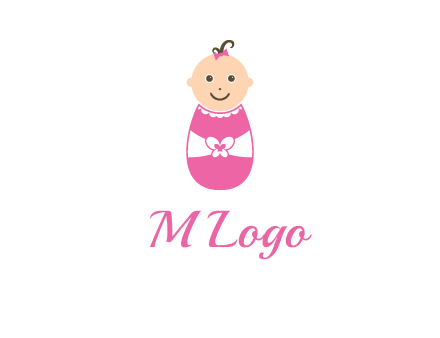 childcare logo with a baby in pink