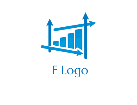 bar graph with direction arrows logo