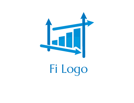 bar graph with direction arrows logo